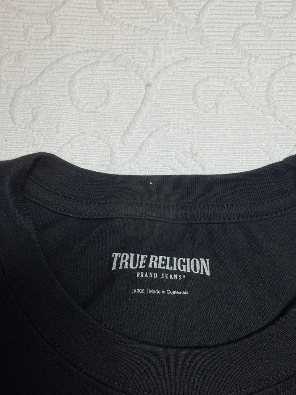 True Religion Black Short Sleeve Logo Crew Tee. NWT. Large
